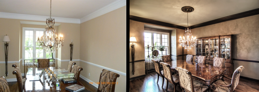Before and After - Lusterstone wall, bronze metallic trim and ceiling color makeover3_edited 33